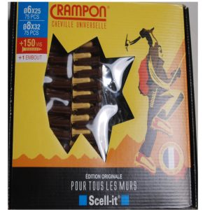 150 Chevilles universelles CRAMPON D. 6-8mm. + 150 vis SCELL-IT