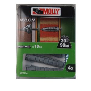 4 Chevilles universelles nylon 10 x 50mm. avec vis Ref. M27114-XJ MOLLY