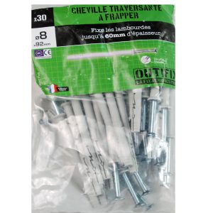30 Chevilles traversantes à frapper 8x92mm. avec vis OUTIFIX