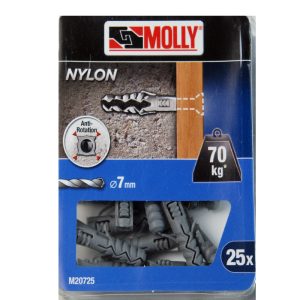 25 Chevilles nylon 7 x 30mm. Ref. M20725-XJ MOLLY
