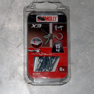 6 Chevilles X3 et crochet à clouer MOLLY Ref. M55006-XJ