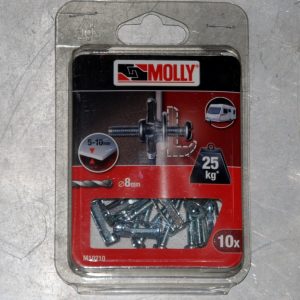 10 Chevilles métalliques à expansion pour parois minces 8 x 22mm. avec vis M4 Ref. M10210-XJ MOLLY