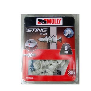 30 Chevilles autoforeuses nylon avec vis STING MOLLY Ref. M30230-XJ