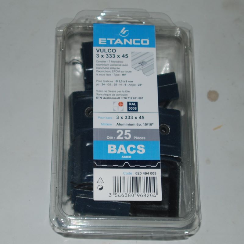 25 Cavalier Vulco 3 x 333 x 45 bleu gris RAL 5008 Réf. 620494008 ETANCO