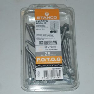 25 Vis Zacrovis 6,5x75 bois TH12 Réf. 620458000 ETANCO