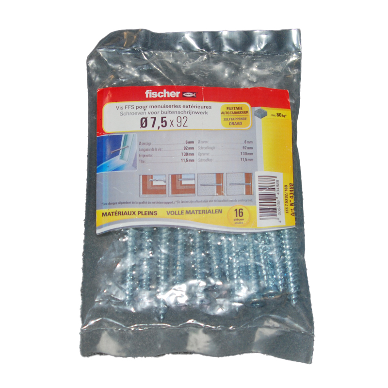 16 Vis de réglage pour menuiserie FFS 7,5 x 92 /16B vis avec tête fraisée FISCHER ref. 43488