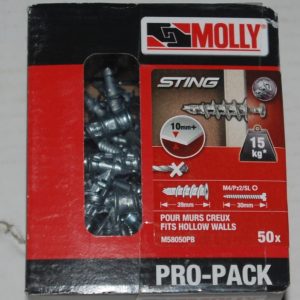 50 Chevilles autoforeuses avec vis STING MOLLY Ref. M58050PB