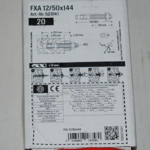 Boite de 20 goujons d'ancrages FXA 12x144  FISCHER ref. 523141