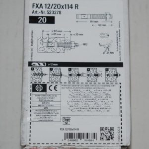 Boite de 20 goujons d'ancrages FXA 10 x 125mm. Inox A4 FISCHER ref. 523276