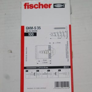 100 Chevilles auto-perceuse en métal GKM-S avec vis 4,5 x 35mm. Ref: 502246 FISCHER
