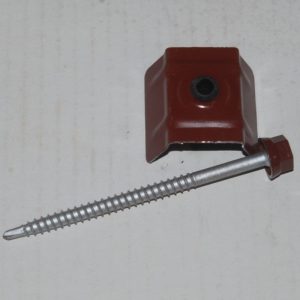 Kit 50 Fixations bacs acier Vis Zamatop bois 6,3x100mm. Cavalier type C. RAL: 5012 Ref. K2COUV50-8012 SCELL-IT