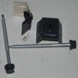 Kit 50 Fixations bacs acier Vis Zamatop bois 6,3x100mm. Cavalier type C. RAL: 7016 Ref. K2COUV50-7016 SCELL-IT