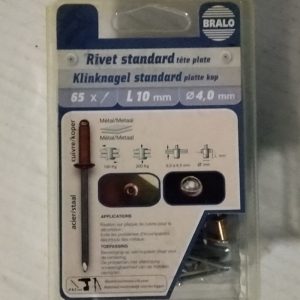 1 boite de 65 rivets aveugles 4mm x 10mm Cuivre BRALO
