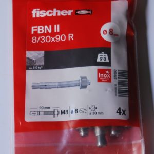 Goujon d'ancrage FBN II 8/30 D.8 x 90mm . Inox A4 FISCHER ref. 519689