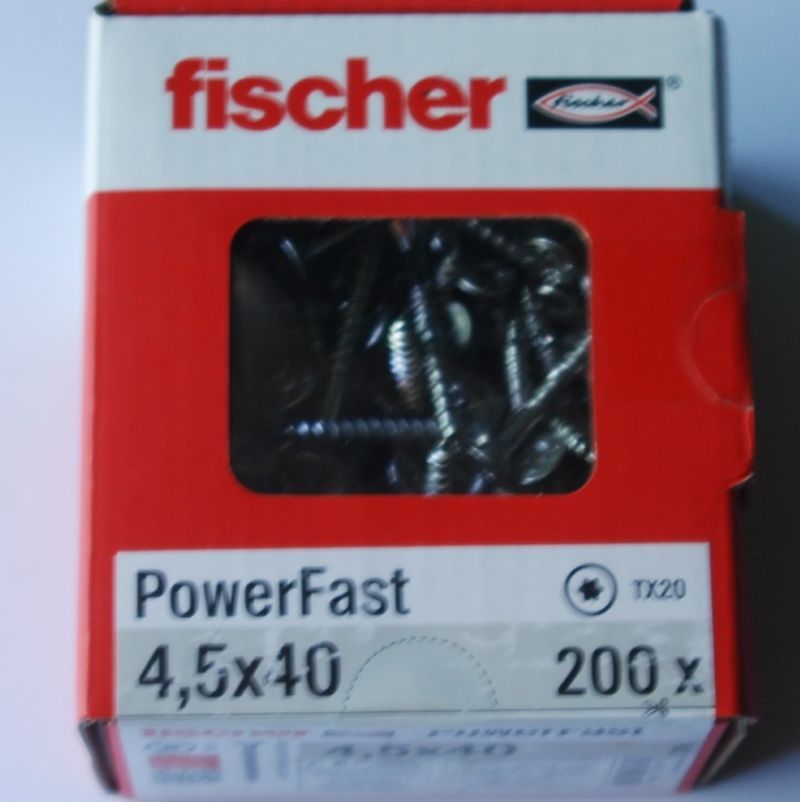 Boite de 200 vis bois Inox A2 PowerFast FPF-ST 4,5 x 40 Tête fraisée empreinte PZ FISCHER ref. 657057