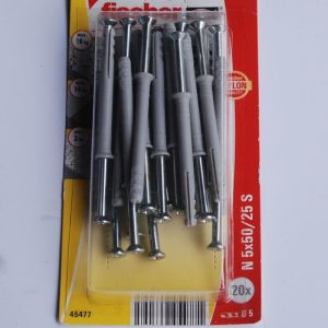Boite de 20 chevilles à frapper N 5 x 50/25 S  FISCHER ref. 45477