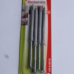 4 Chevilles rallongées FUR 8x100 SS avec vis à tête Hex K Ref. 90939 FISCHER