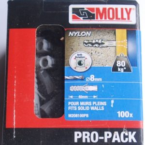 100 Chevilles nylon 8 x 40mm. Ref. M208100PB-XJ MOLLY