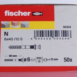 Boite de 50 chevilles à frapper N 6 x 40/10 S  FISCHER ref. 50354