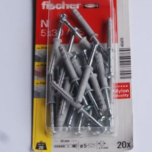 Boite de 20 chevilles à frapper N 5 x 30/5 S gvz FISCHER ref. 45476