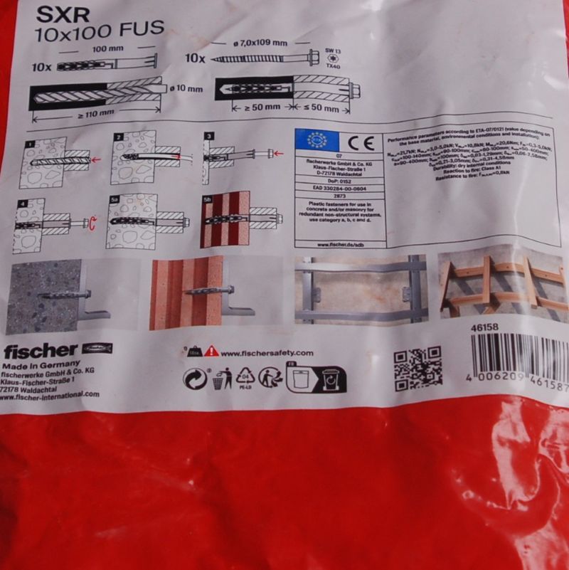 10 Fixations pour ossatures et cadres SXR 10 x 100 FUS avec vis à tête hexagonale Ref. 46158 FISCHER DAREX – Image 2