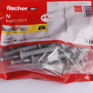 30 chevilles à frapper N 8 x 60/20 F  FISCHER ref. 43463