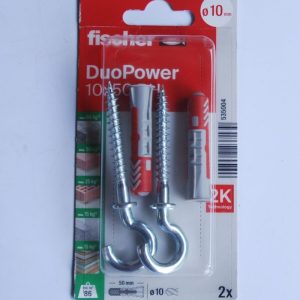 2 Chevilles tous matériaux DuoPower 10x50 RH avec crochet rond ref. 535004 FISCHER