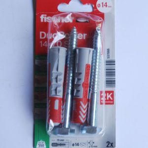 2 Chevilles tous matériaux DuoPower 14x70 Sn avec vis ref. 537666 FISCHER