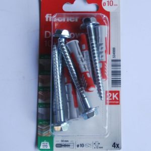 4 Chevilles tous matériaux DuoPower 10x50 S avec vis ref. 534999 FISCHER