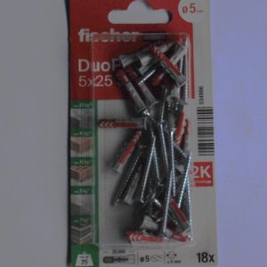 18 Chevilles tous matériaux DuoPower 5x25 S avec vis ref. 534996 FISCHER