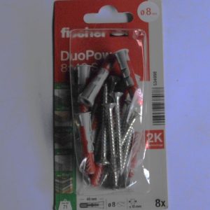 8 Chevilles tous matériaux DuoPower 8x40 S avec vis ref. 534998 FISCHER