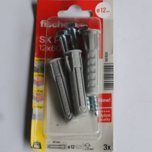3 Chevilles à expansion en nylon SX plus 12 x 60 S avec vis FISCHER ref. 567829