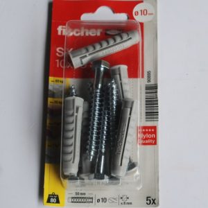 5 Chevilles à expansion en nylon SX 10 x 50 avec vis FISCHER ref. 90895