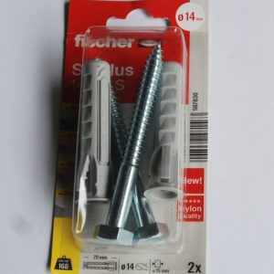 2 Chevilles à expansion en nylon SX plus 14 x 70 S avec vis FISCHER ref. 567830