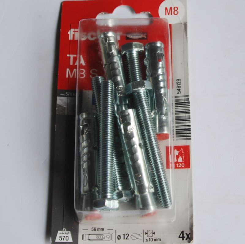 4 Chevilles à douille TA M8 S/4K MV avec vis Ref. 546129 FISCHER