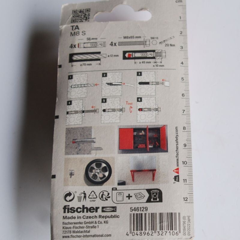 4 Chevilles à douille TA M8 S/4K MV avec vis Ref. 546129 FISCHER – Image 2
