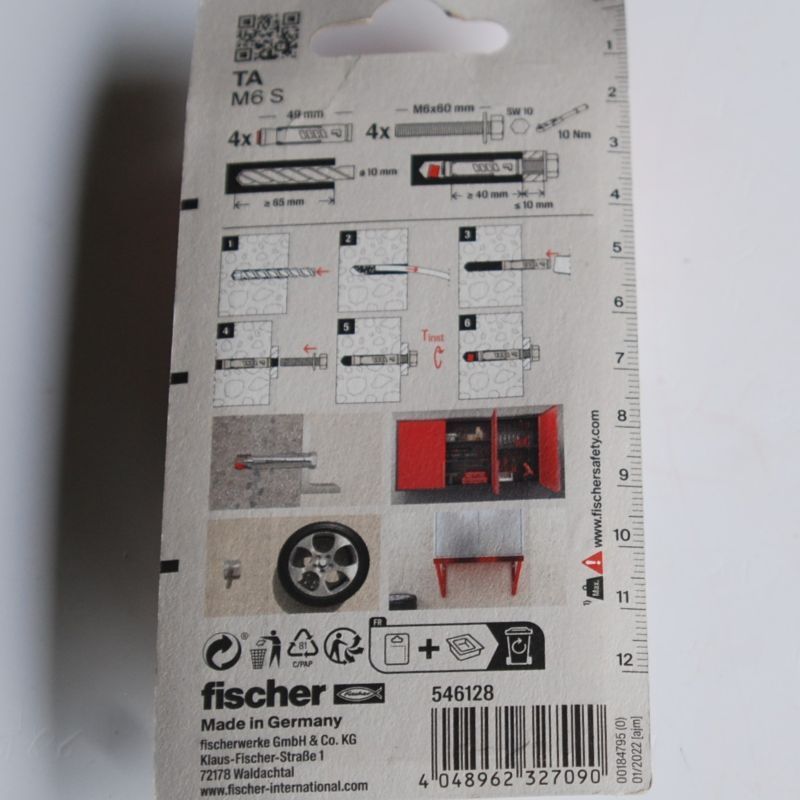 4 Chevilles à douille TA M6 S/4K MV avec vis Ref. 546128 FISCHER – Image 2