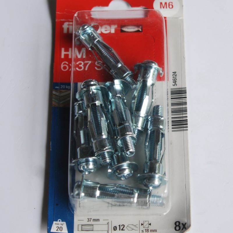 8 Chevilles métalliques à expansion HM 6x37 avec vis M6 Ref. 546124 FISCHER
