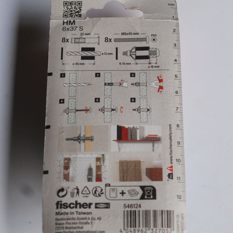 8 Chevilles métalliques à expansion HM 6x37 avec vis M6 Ref. 546124 FISCHER – Image 2