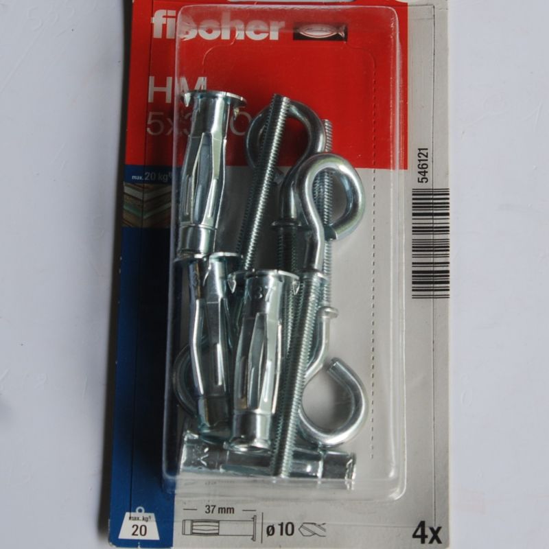 4 Chevilles métalliques à expansion HM 5x37 OH avec piton M5 Ref. 546121 FISCHER