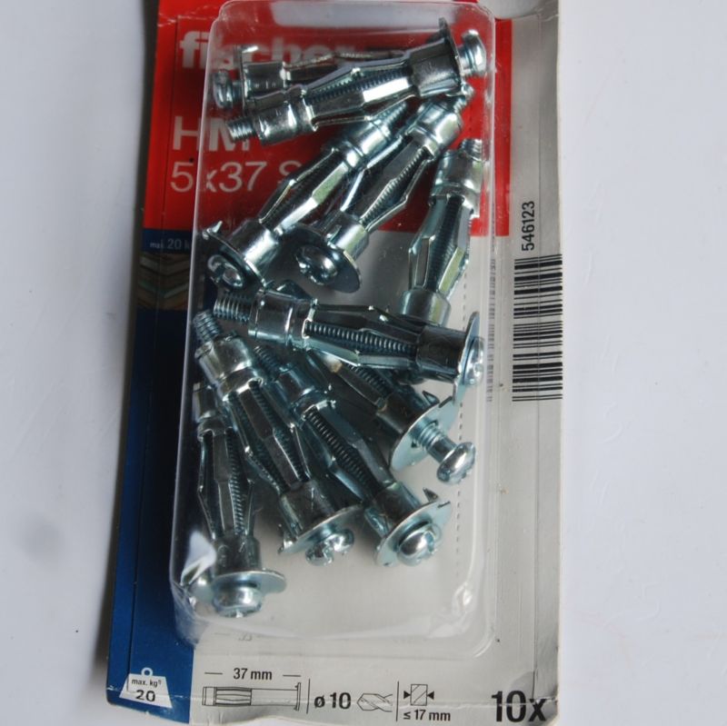 10 Chevilles métalliques à expansion HM 5x37 avec vis M5 Ref. 546123 FISCHER