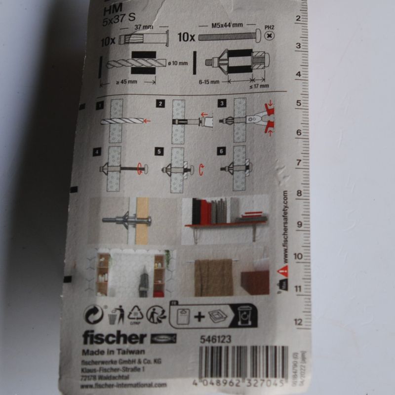 10 Chevilles métalliques à expansion HM 5x37 avec vis M5 Ref. 546123 FISCHER – Image 2