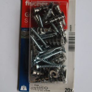 20 Chevilles auto-perceuse en métal GKM S avec vis 4,5 x 35mm. Ref: 545974 FISCHER