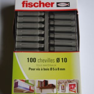 100 Chevilles en polypropylène D.10mm.  PC 10 FISCHER ref. 18903