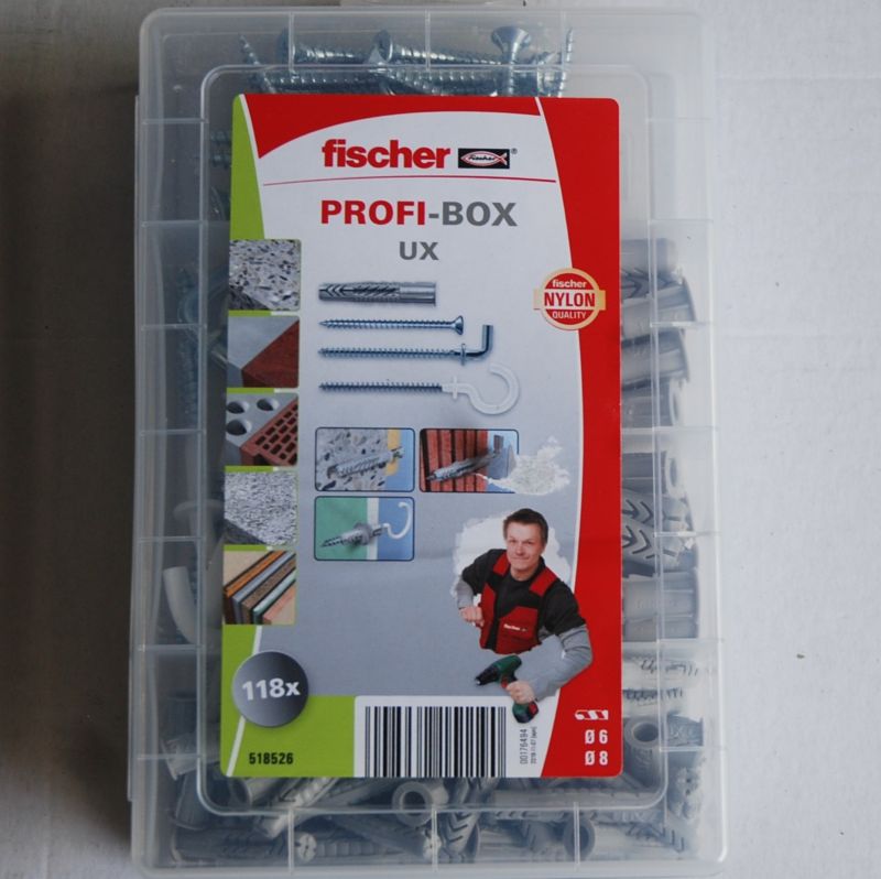 Profi-Box 75 Chevilles UX D.6 et 8mm. avec 43 vis et crochet FISCHER ref. 518526