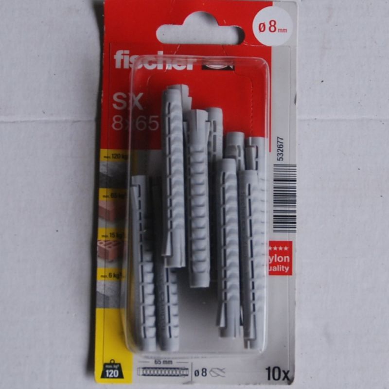 10 Chevilles à expansion en nylon SX 8 x 65 FISCHER ref. 532677