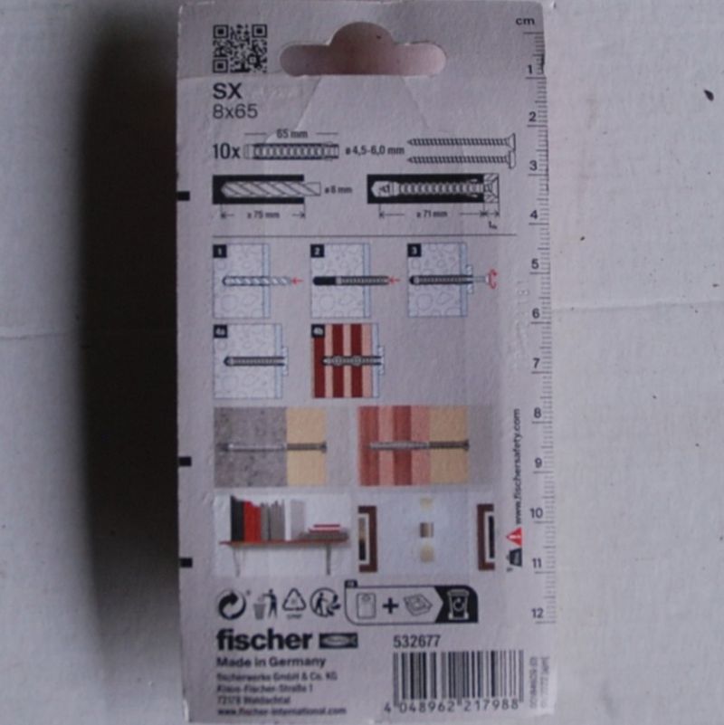 10 Chevilles à expansion en nylon SX 8 x 65 FISCHER ref. 532677 – Image 2