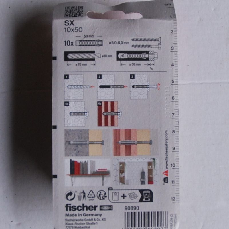 10 Chevilles à expansion en nylon SX 10 x 50 FISCHER ref. 90890 – Image 2