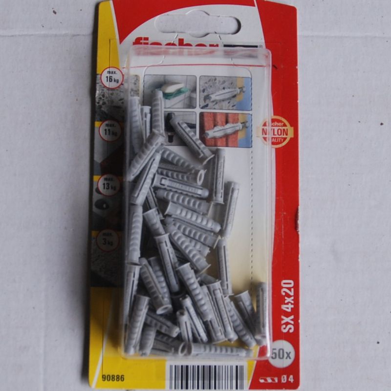 50 Chevilles à expansion en nylon SX 4 x 20 FISCHER ref. 90886