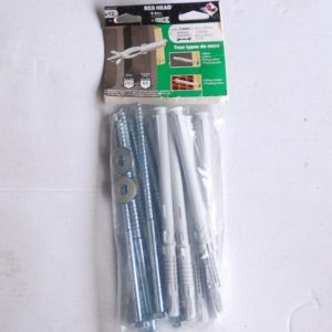 Sachet de 4 chevilles nylon LONGFORCE D.12 x 210mm.  avec tirefonds RED HEAD ref. B12210SA4
